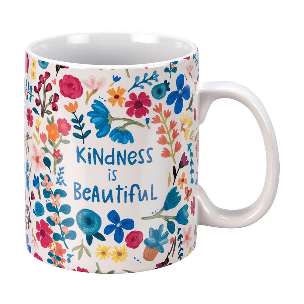 Kindness Is Beautiful Tea & Coffee Mug With Colorful Floral Pattern