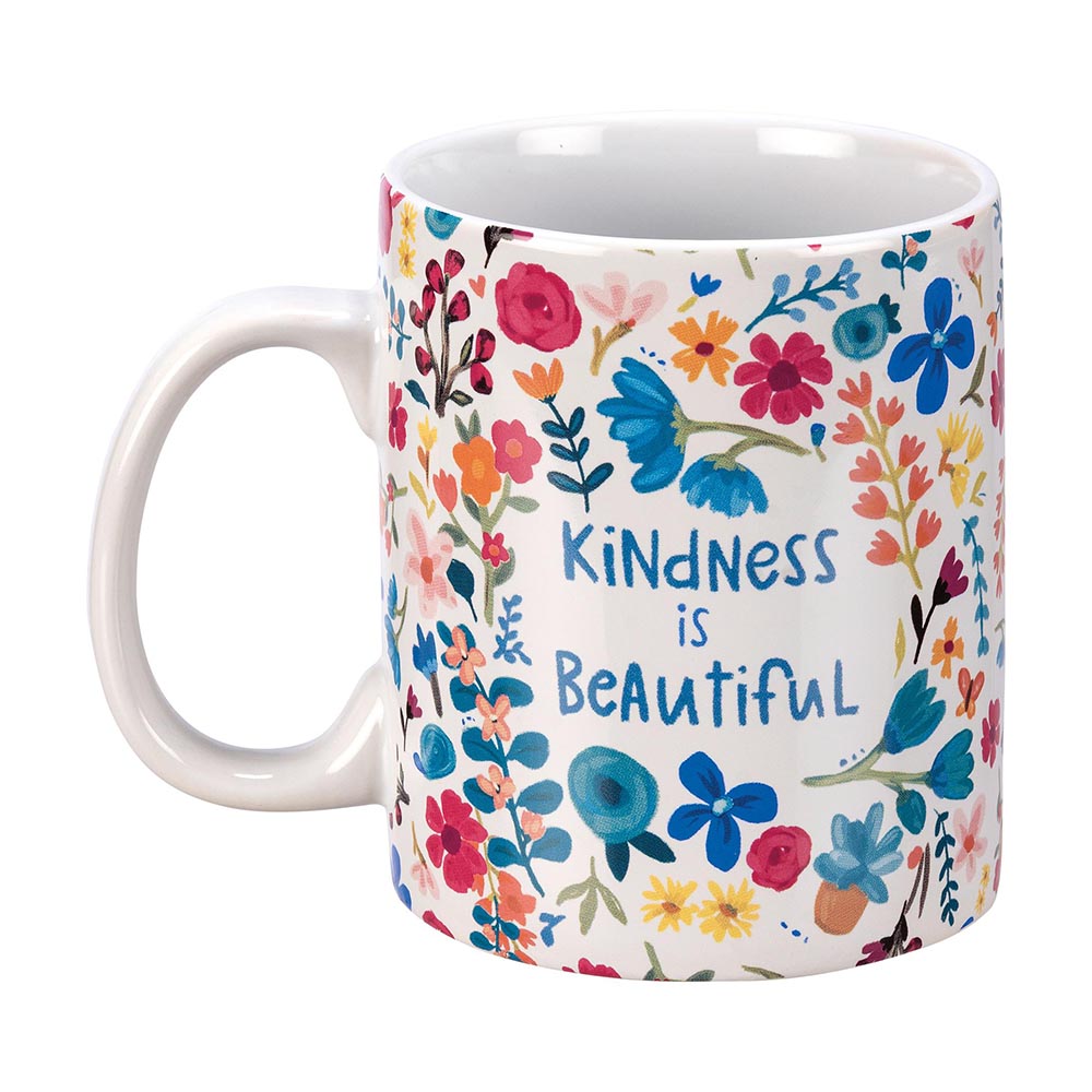 Kindness Is Beautiful Tea & Coffee Mug With Colorful Floral Pattern