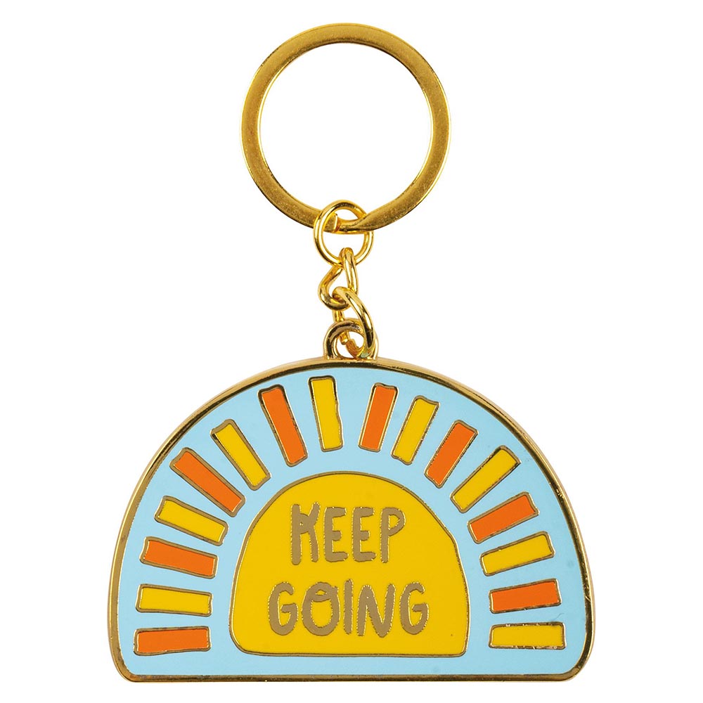 Keep Going Keychain With Whimsical Art & Inspirational Message
