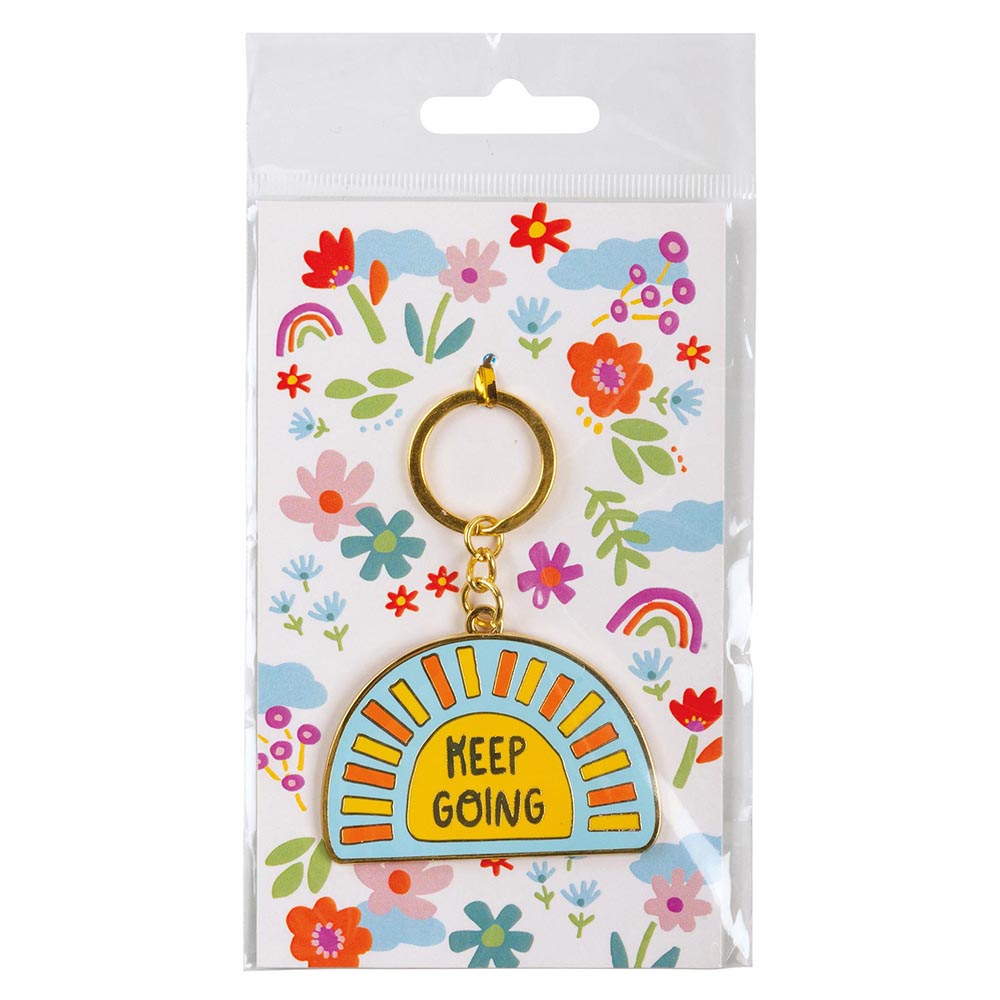 Keep Going Keychain With Whimsical Art & Inspirational Message