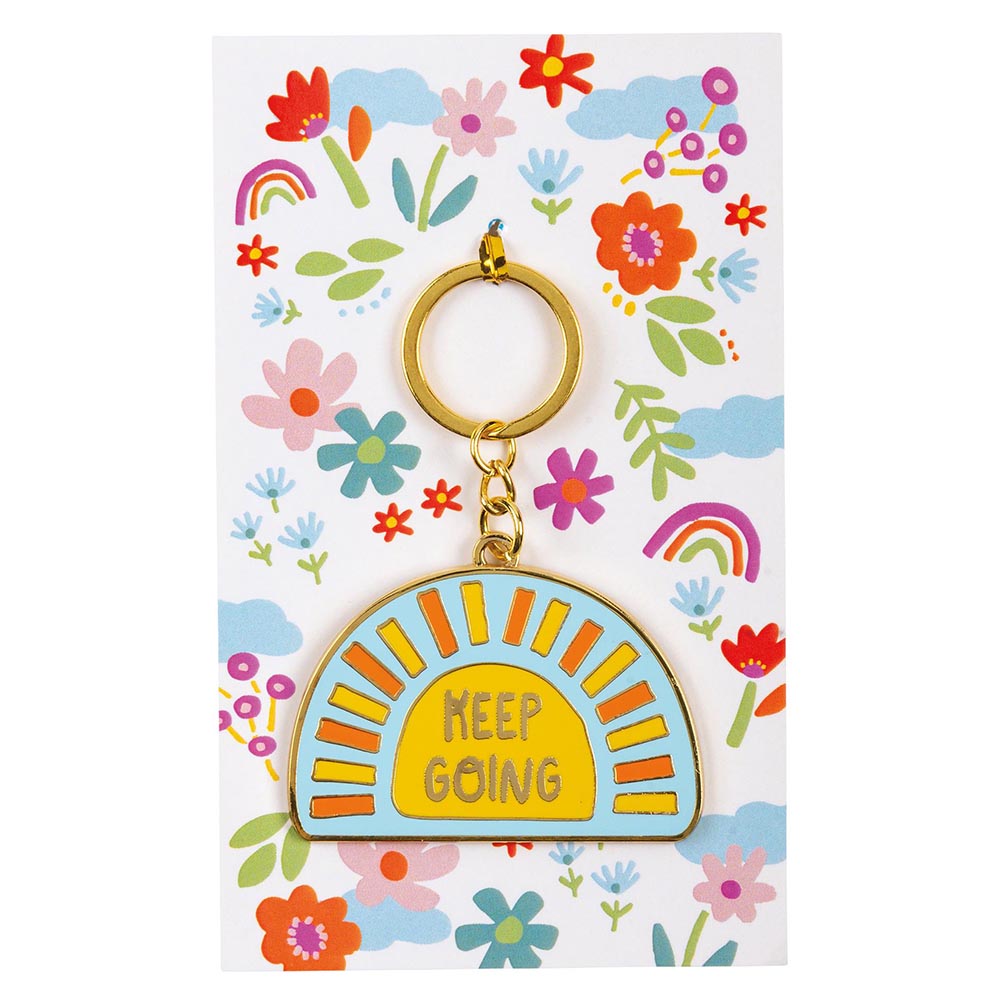 Keep Going Keychain With Whimsical Art & Inspirational Message