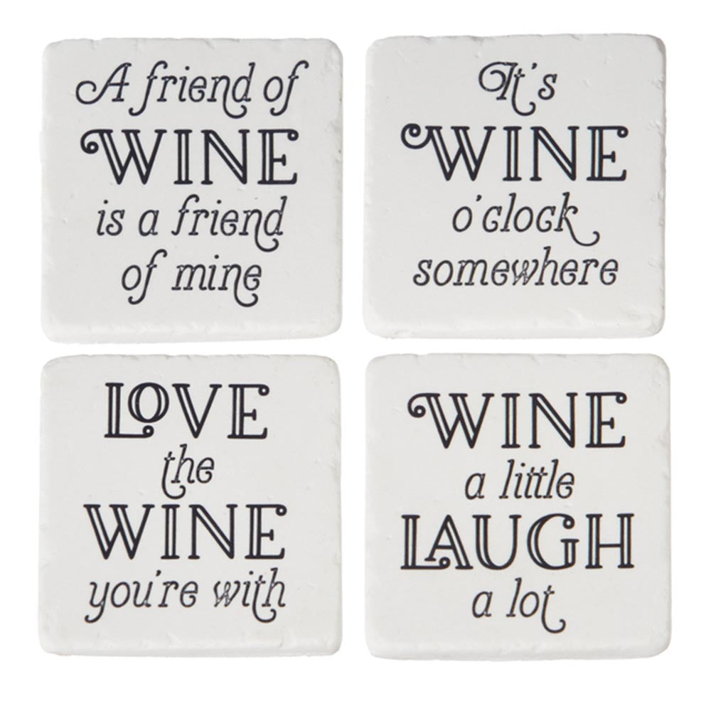 Funny Wine Sayings Coasters For Wine Lovers Set of 4