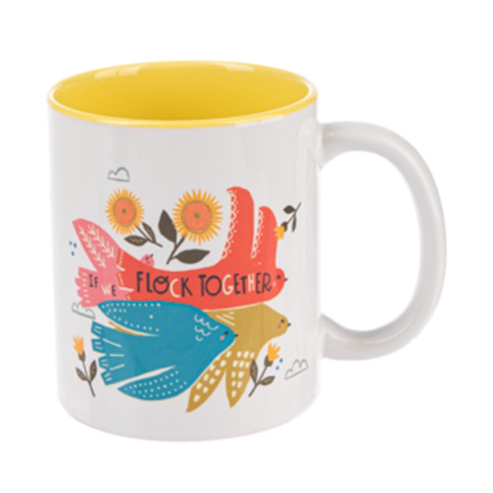 Whimsical Fun Mug With Inspirational Message - Flock Together